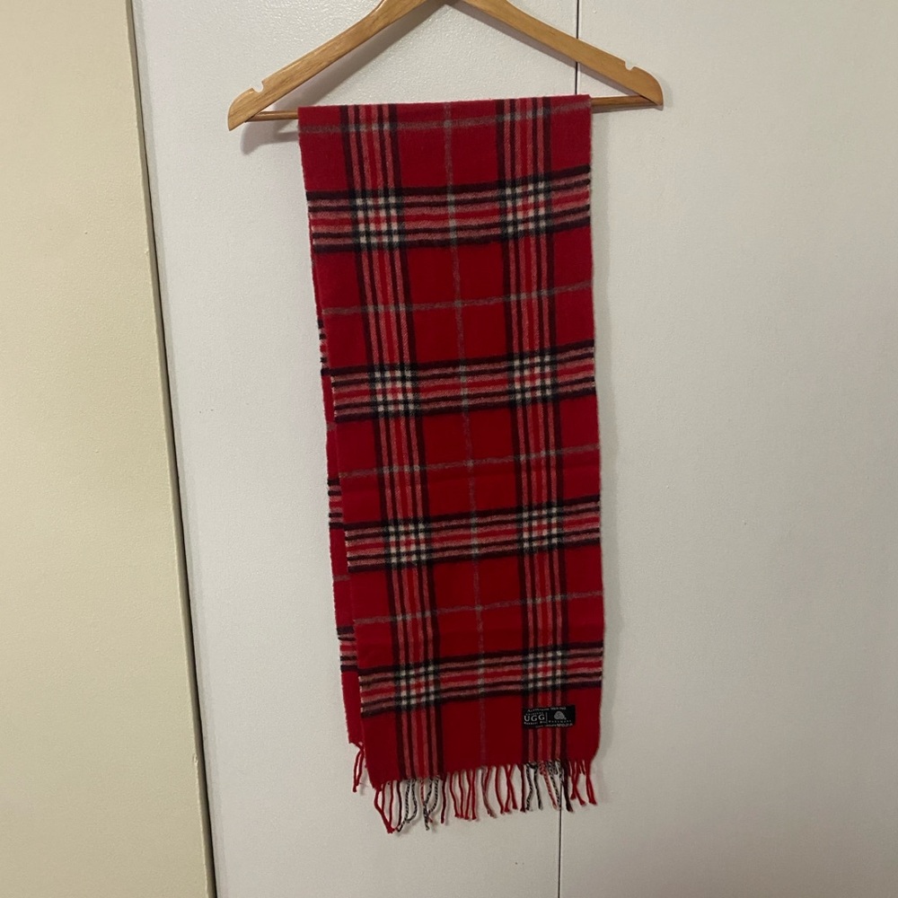 UGG Red and Black Plaid Scarf